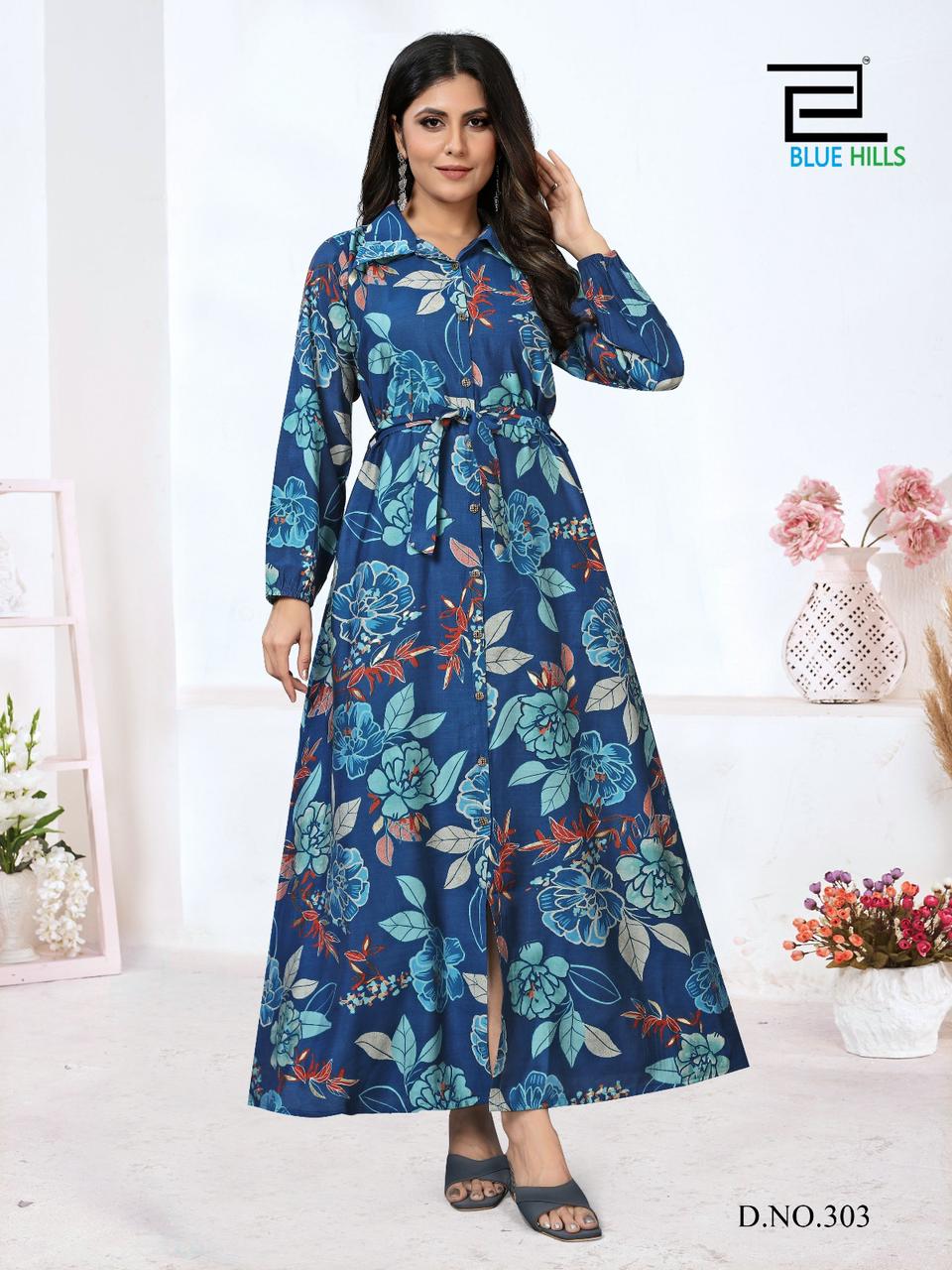 Rochelle Vol 3 By Blue Hills Printed Anarkali Kurtis Catalog